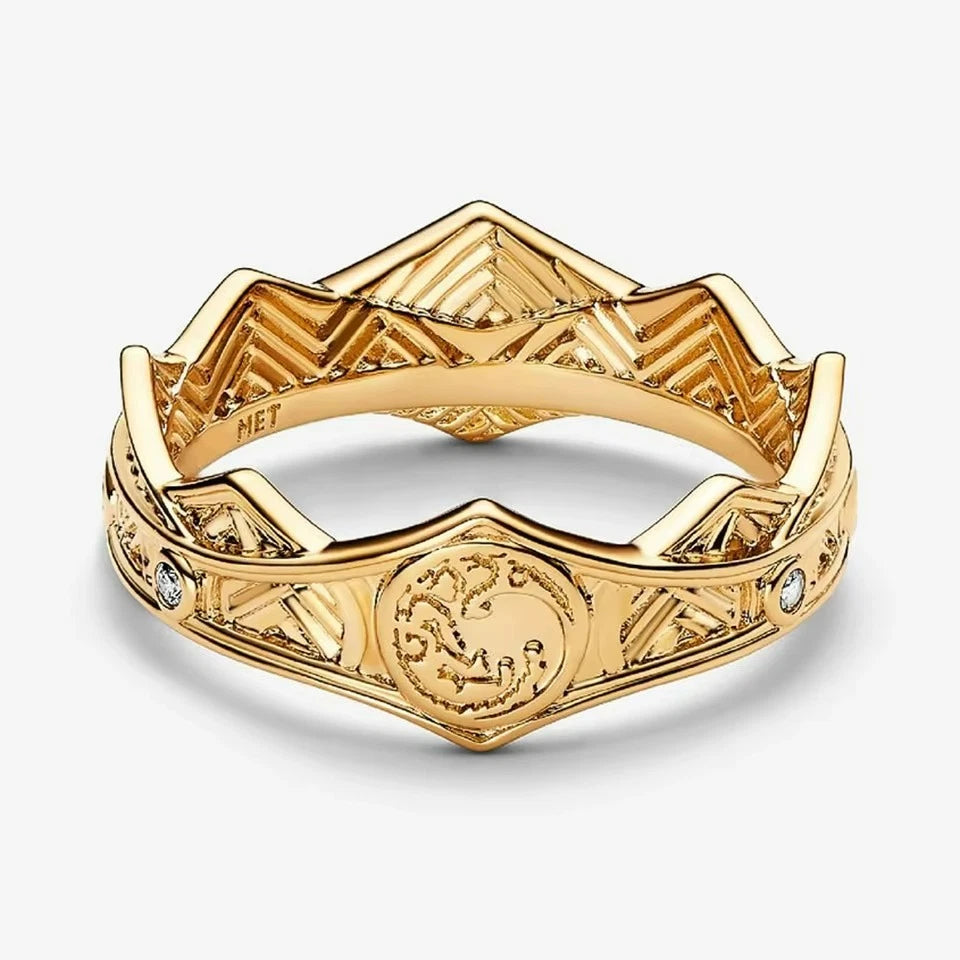 Sterling Silver Double Heart Crown Ring