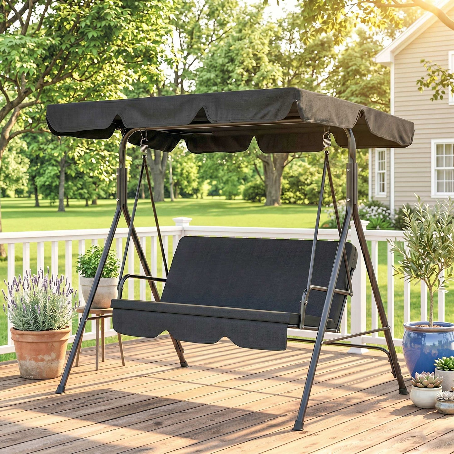 3-Seat Hanging Swing Chair Adjustable