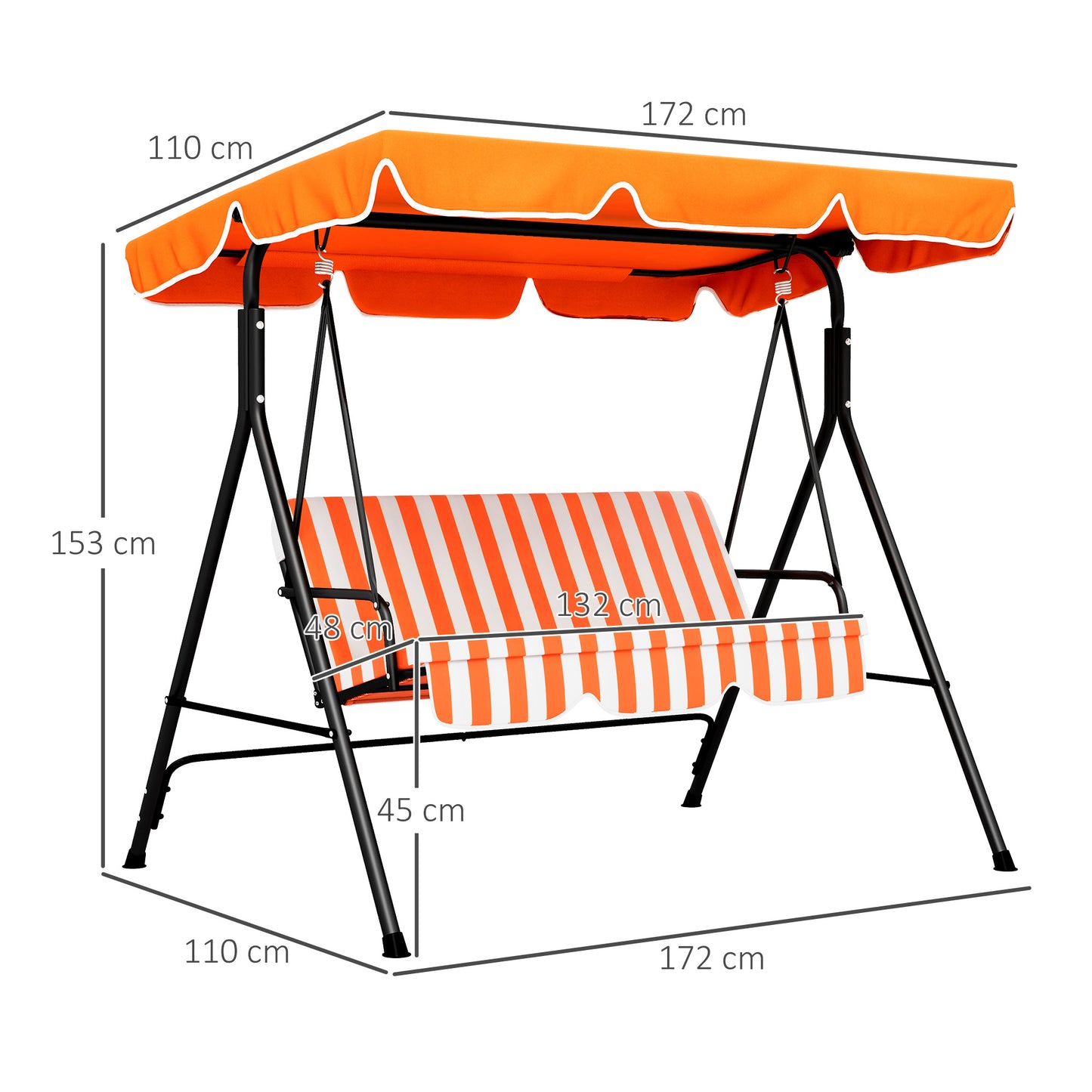 3-Seat Hanging Swing Chair Adjustable