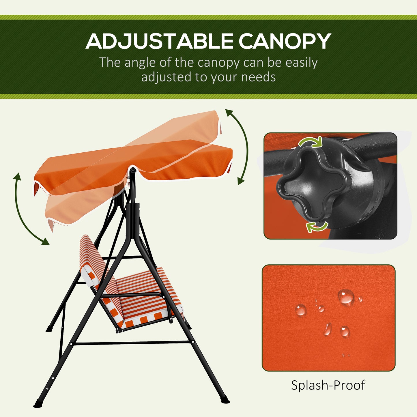 3-Seat Hanging Swing Chair Adjustable
