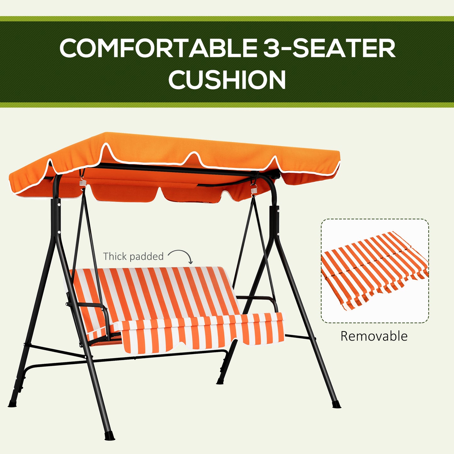 3-Seat Hanging Swing Chair Adjustable