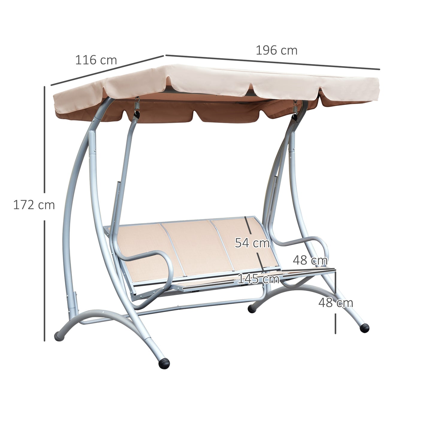 3-Seat Hanging Swing Chair Bench