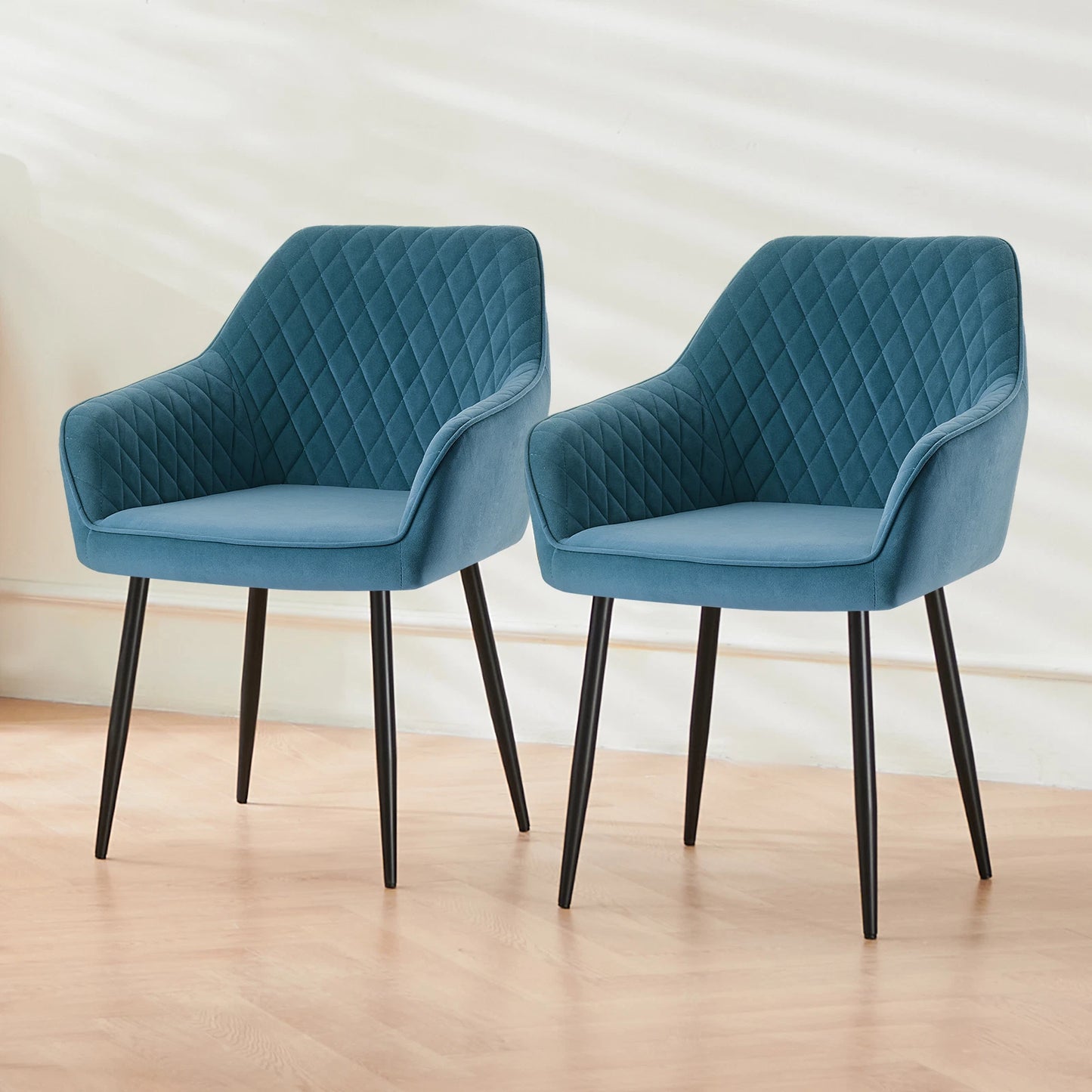 2X Dining Chairs Velvet Padded Seats