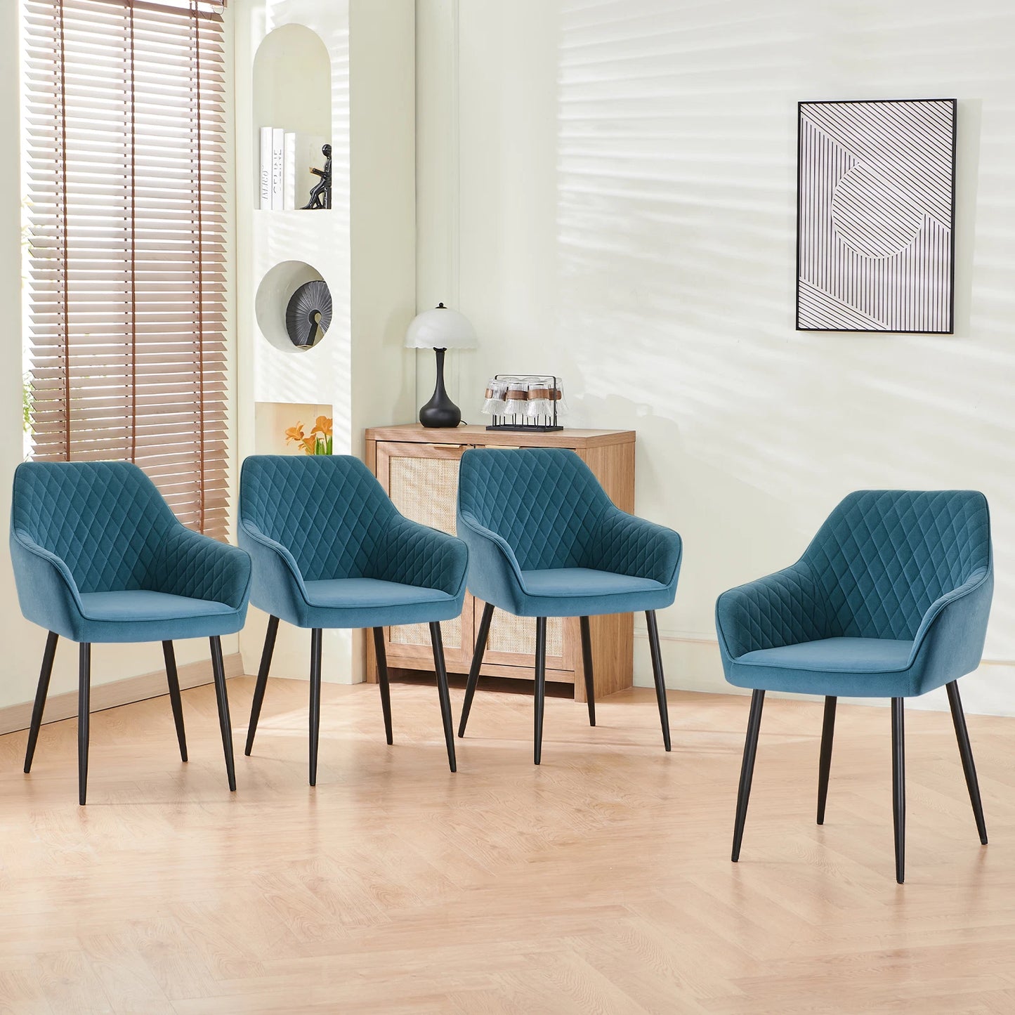 2X Dining Chairs Velvet Padded Seats