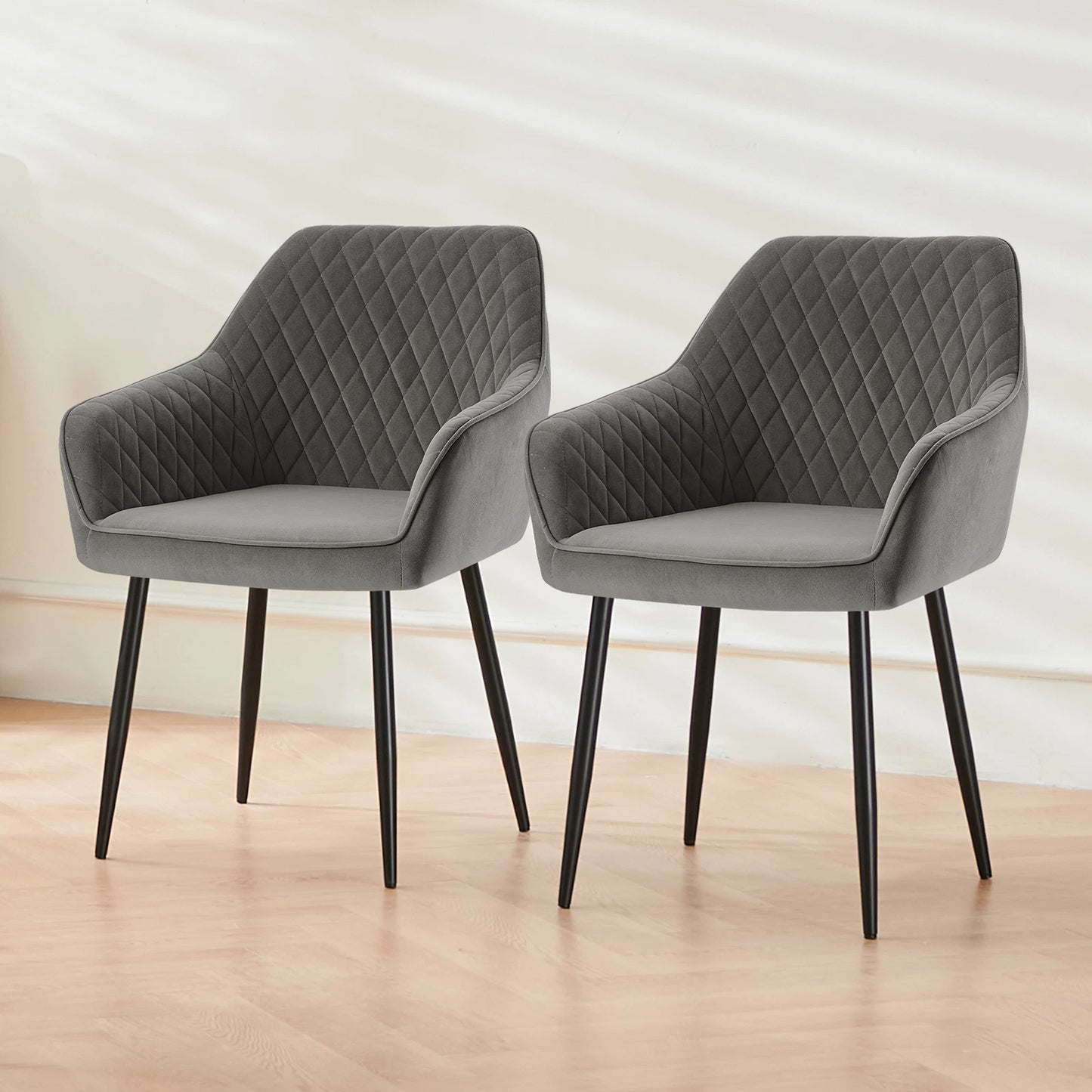 2X Dining Chairs Velvet Padded Seats