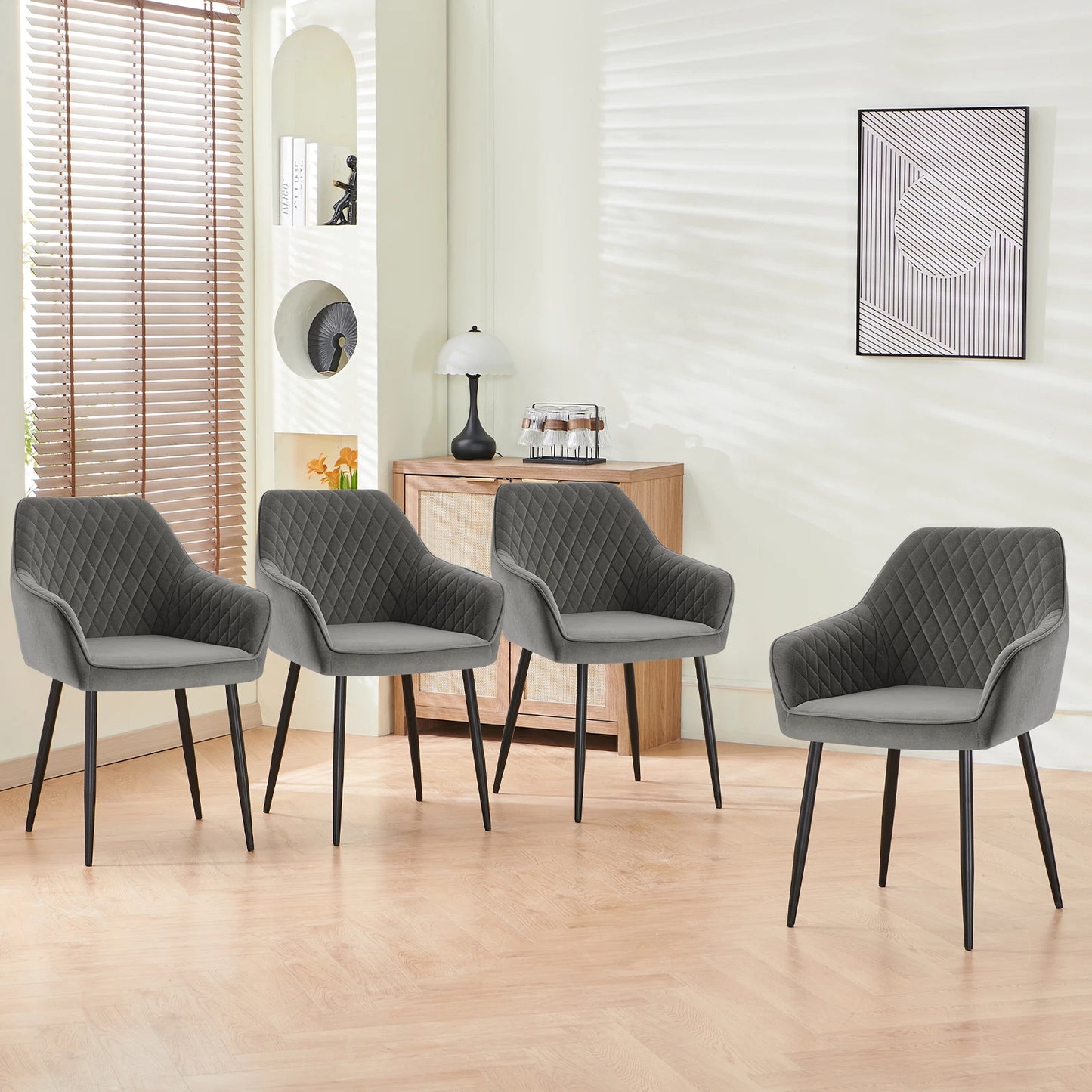 2X Dining Chairs Velvet Padded Seats