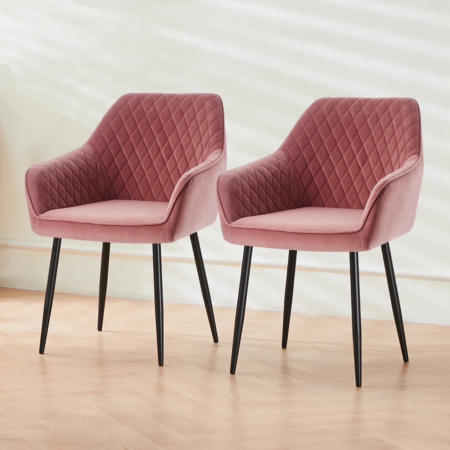 2X Dining Chairs Velvet Padded Seats