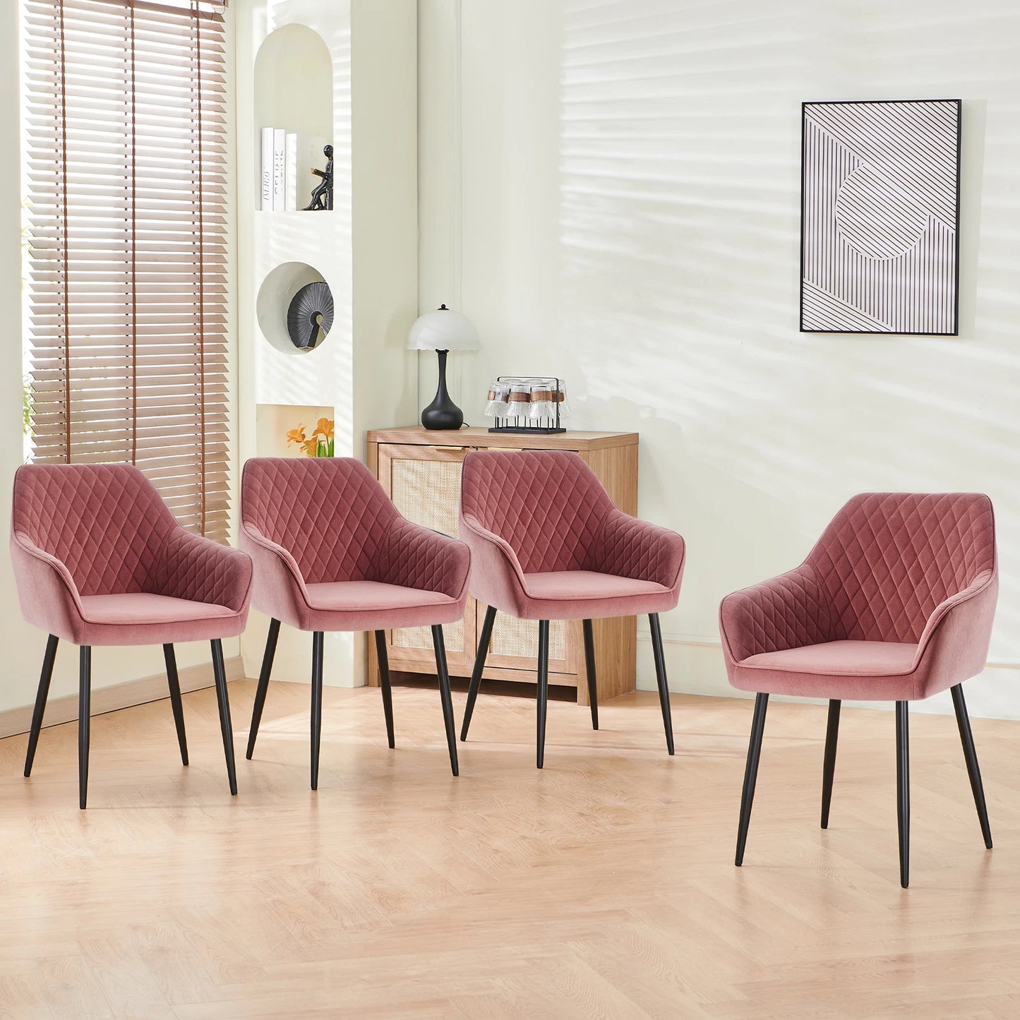 2X Dining Chairs Velvet Padded Seats
