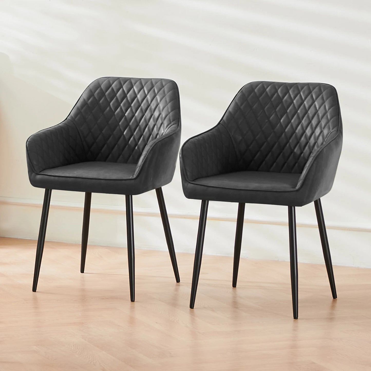 2X Dining Chairs Velvet Padded Seats