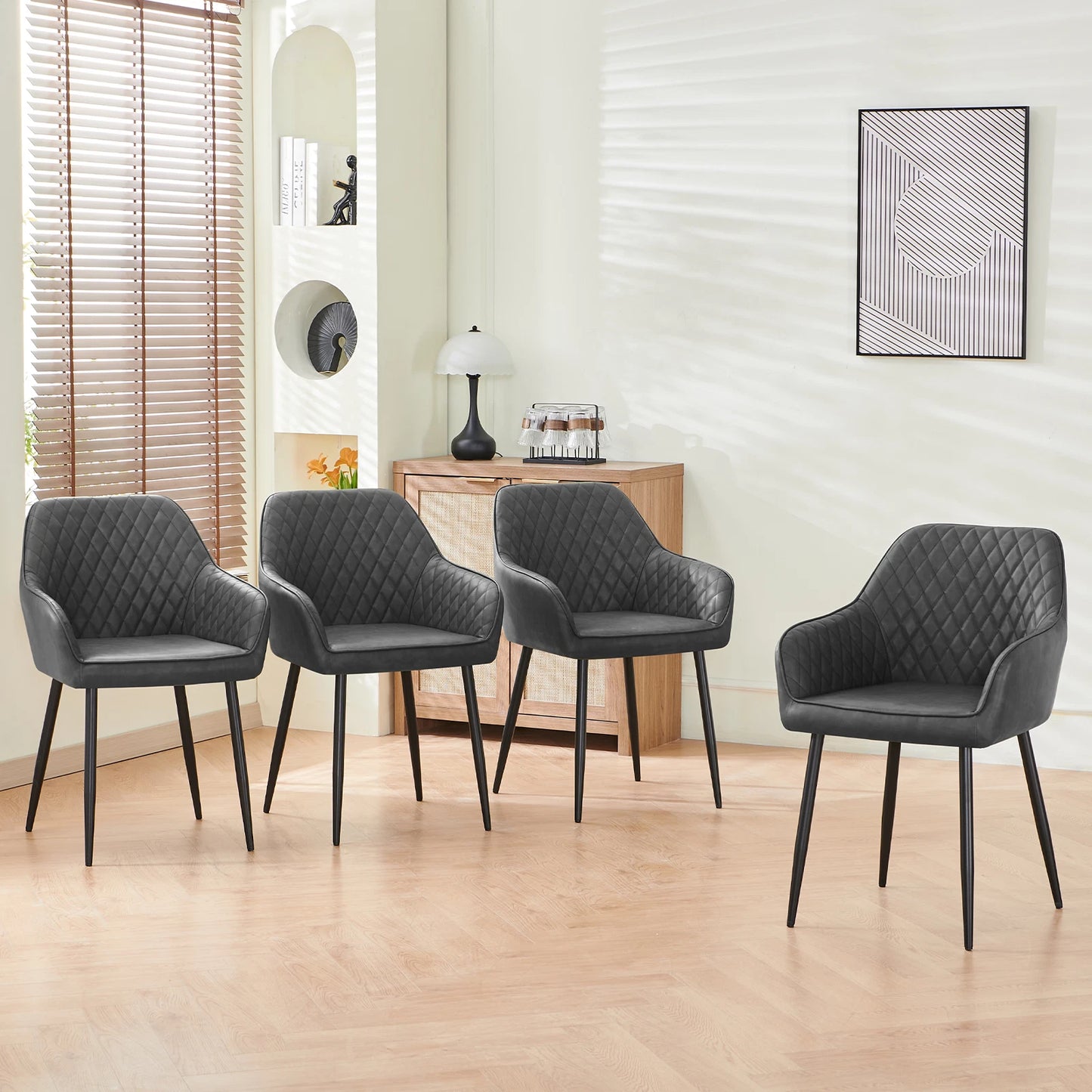 2X Dining Chairs Velvet Padded Seats