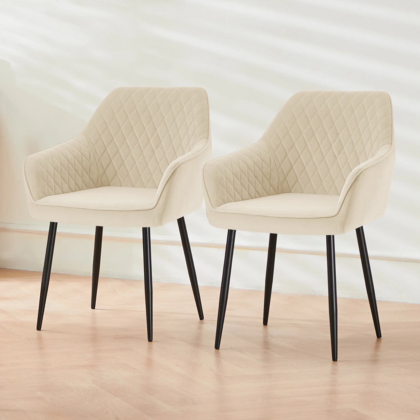 2X Dining Chairs Velvet Padded Seats