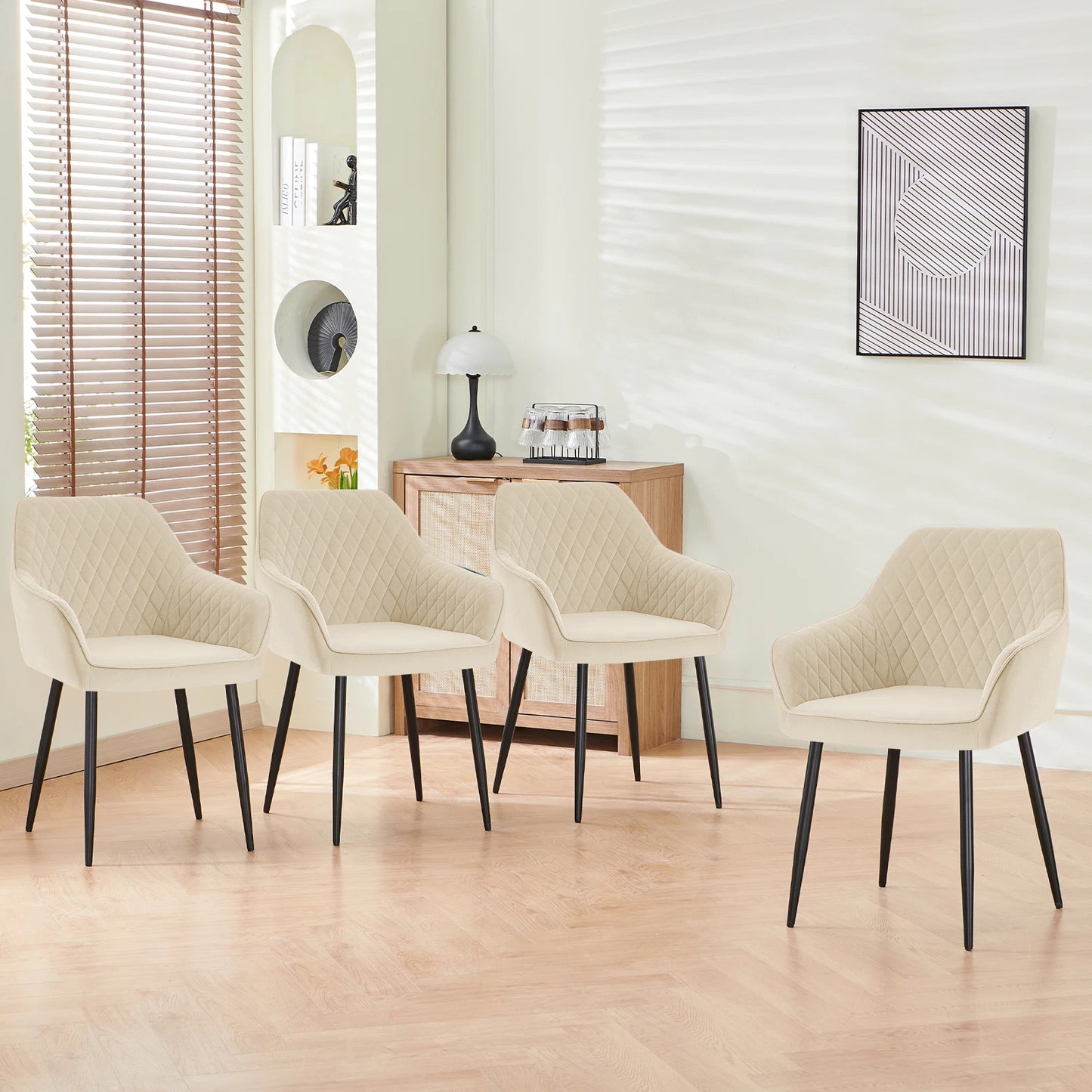 2X Dining Chairs Velvet Padded Seats