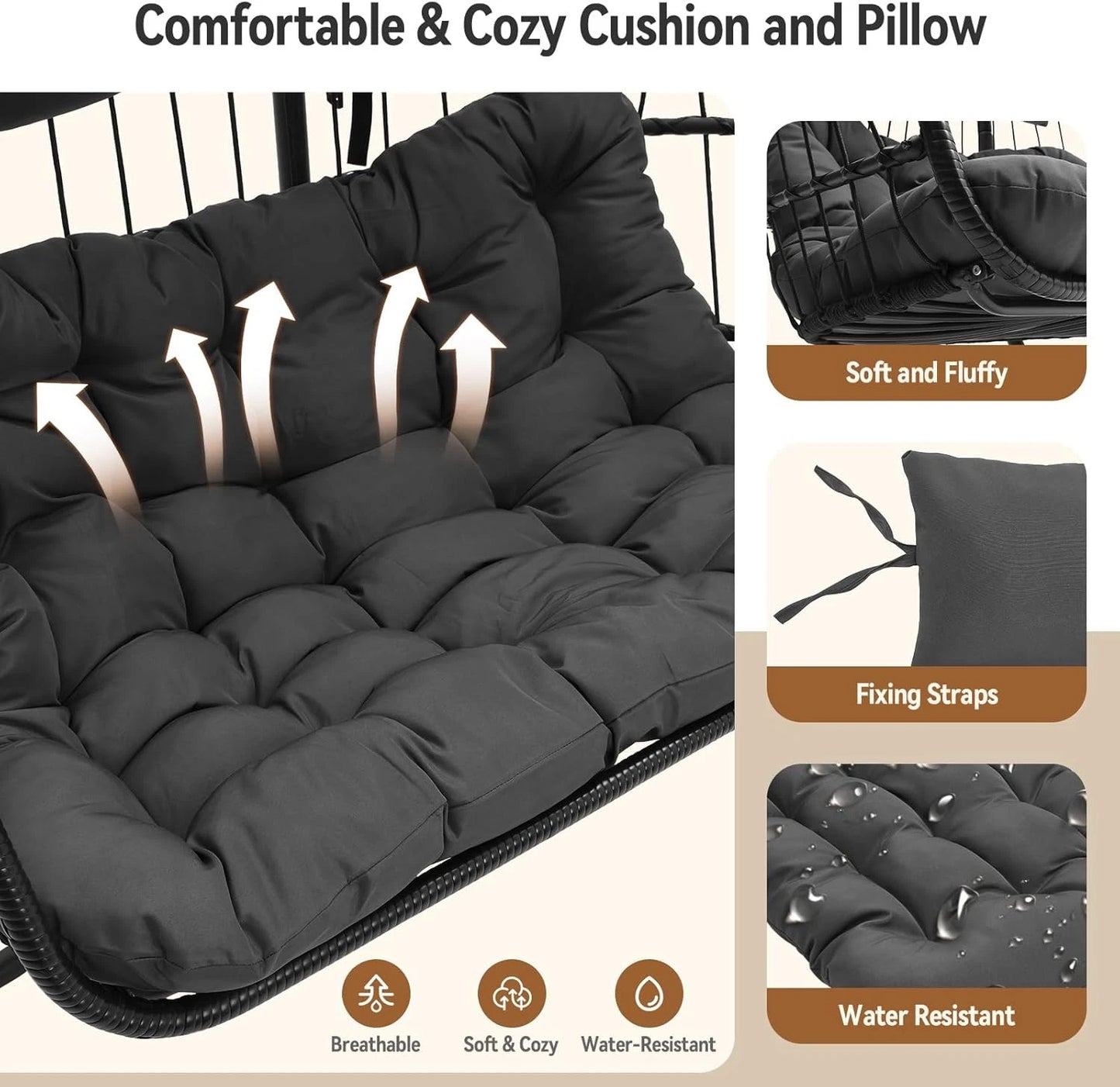 king Size Hanging Egg Chair with cushion