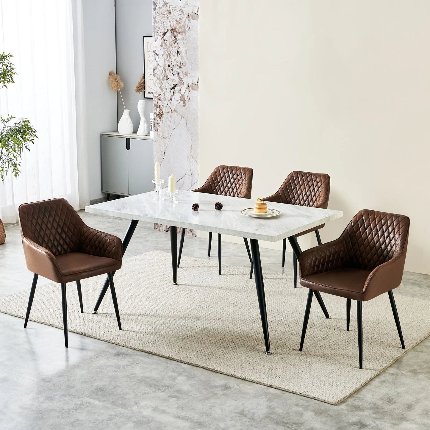 2X Dining Chairs Velvet Padded Seats