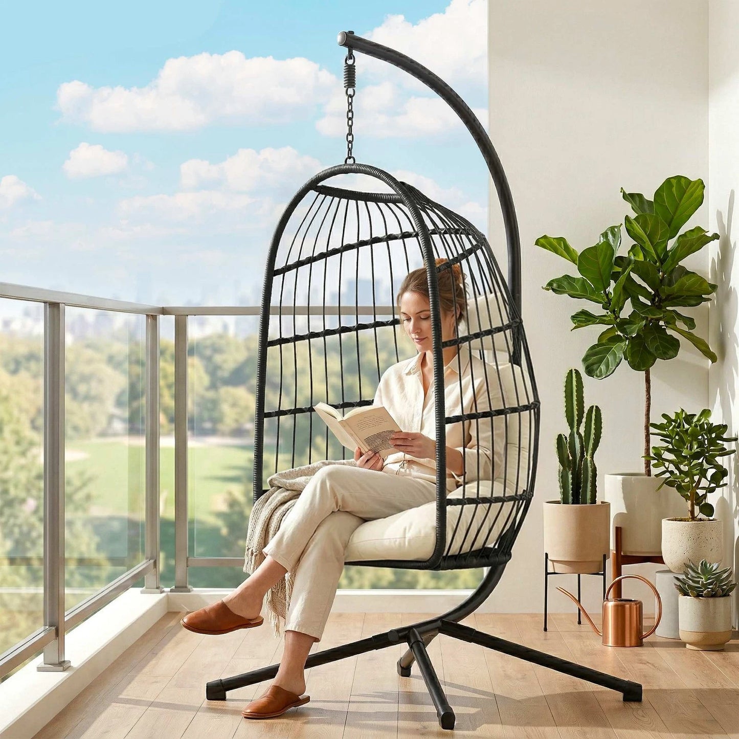 Small Hanging Egg Chair with cushion