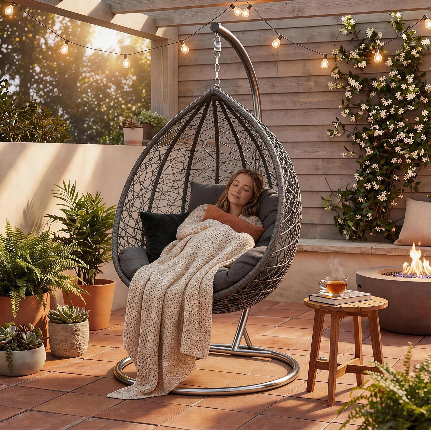 Large Hanging Egg Chair with cushion