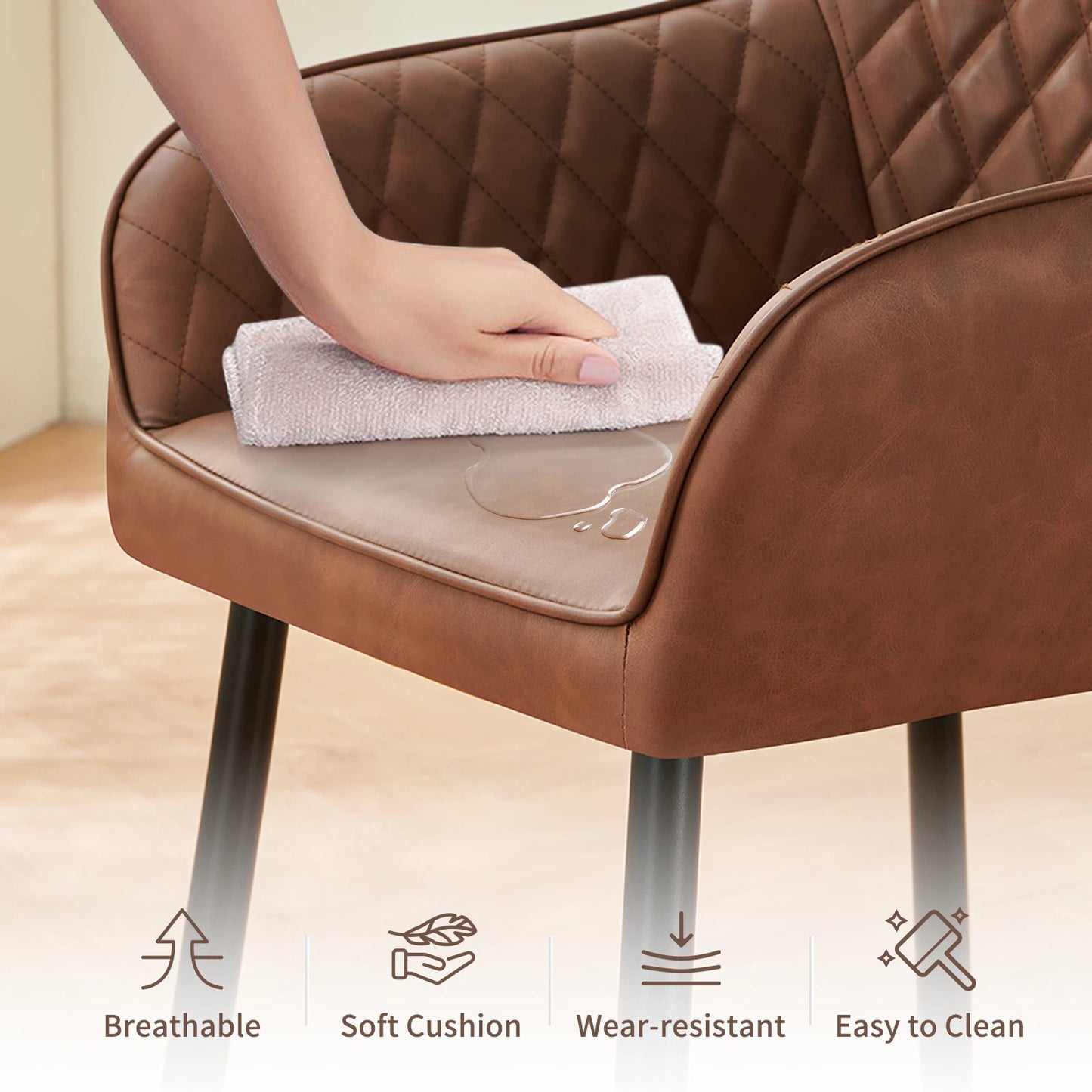 2X Dining Chairs Velvet Padded Seats