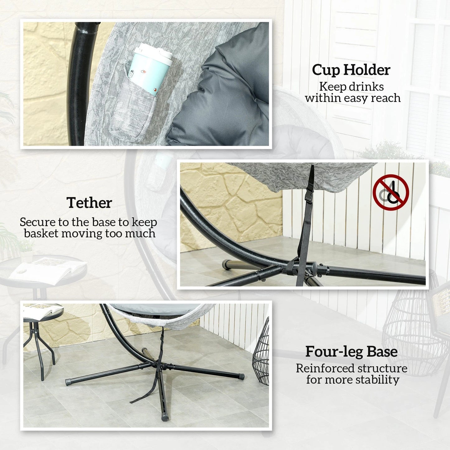 Single Hanging Egg Chair with cushion