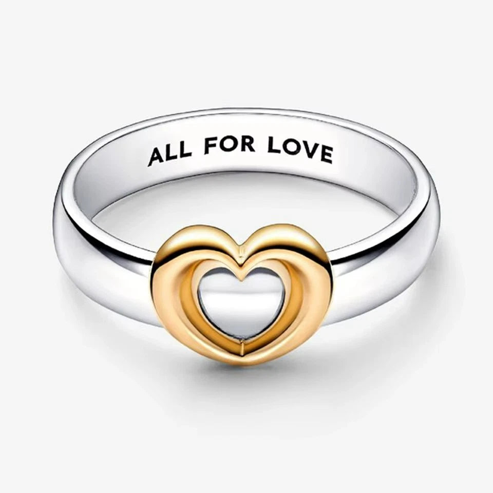 Sterling Silver Double Heart Crown Ring