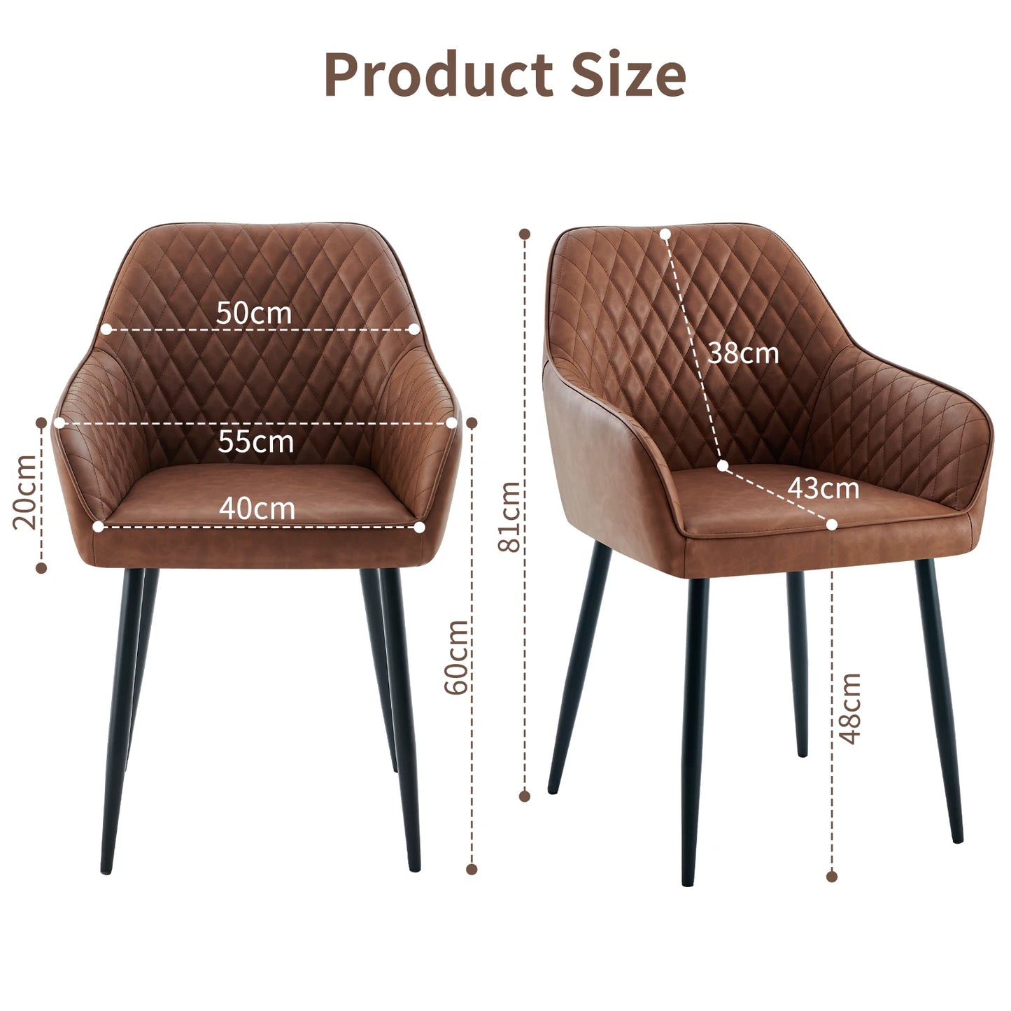 2X Dining Chairs Velvet Padded Seats
