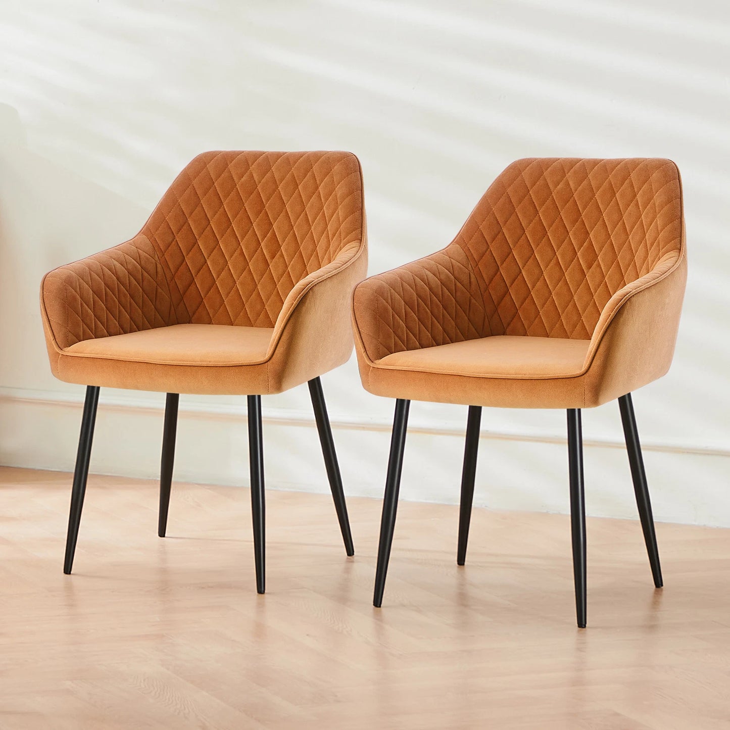 2X Dining Chairs Velvet Padded Seats