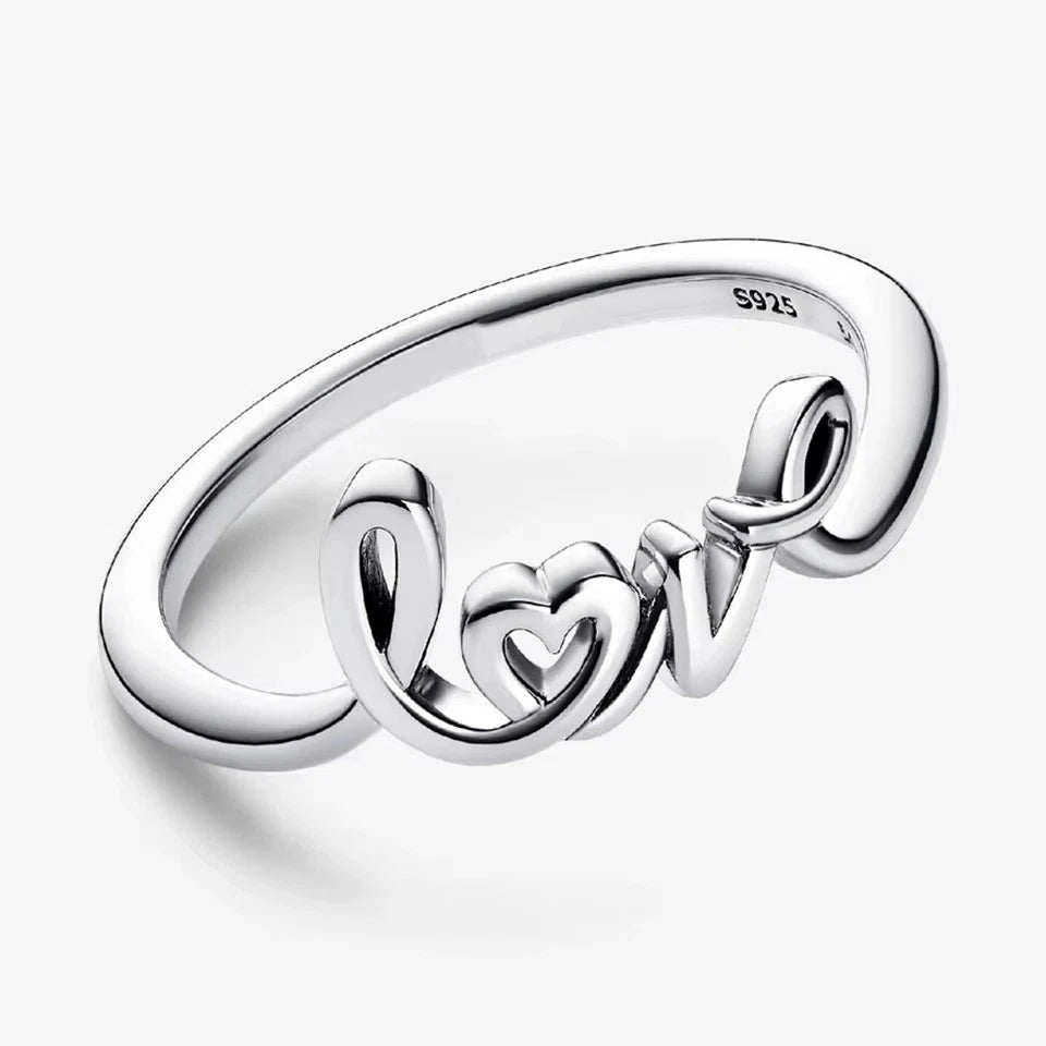 Sterling Silver Double Heart Crown Ring
