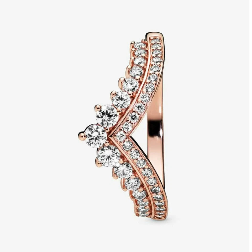Sterling Silver Double Heart Crown Ring