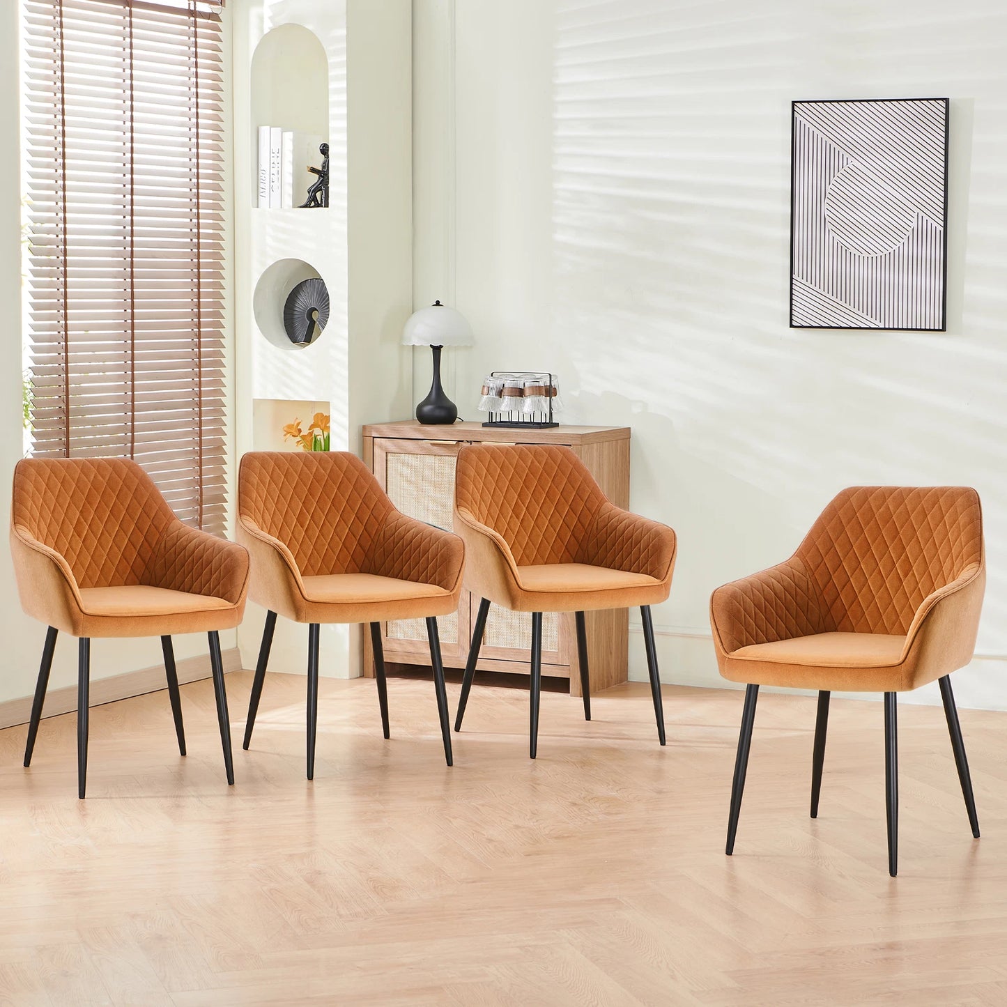 2X Dining Chairs Velvet Padded Seats