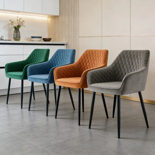 2X Dining Chairs Velvet Padded Seats
