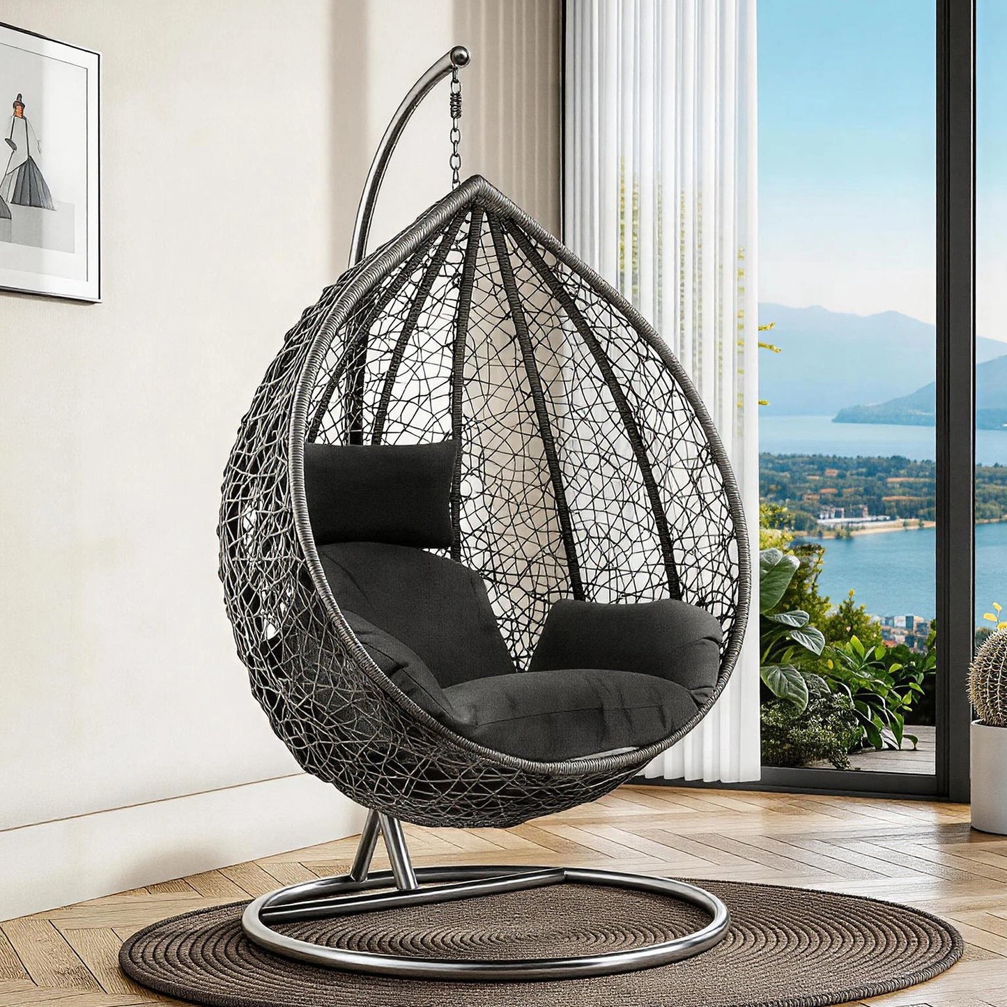 Large Hanging Egg Chair with cushion